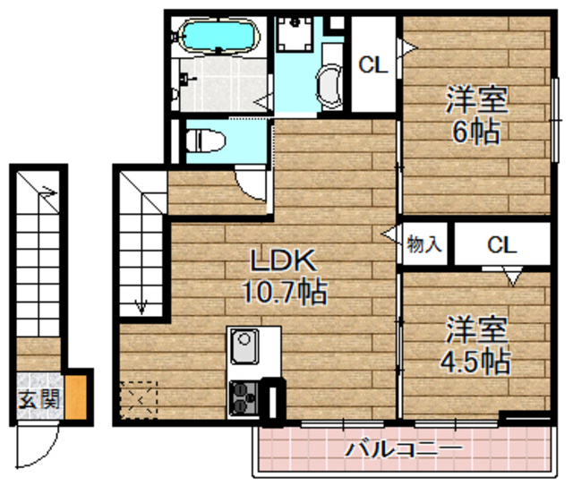 三島郡島本町桜井のアパートの間取り