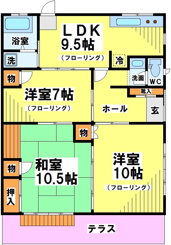 調布市西つつじケ丘のアパートの間取り