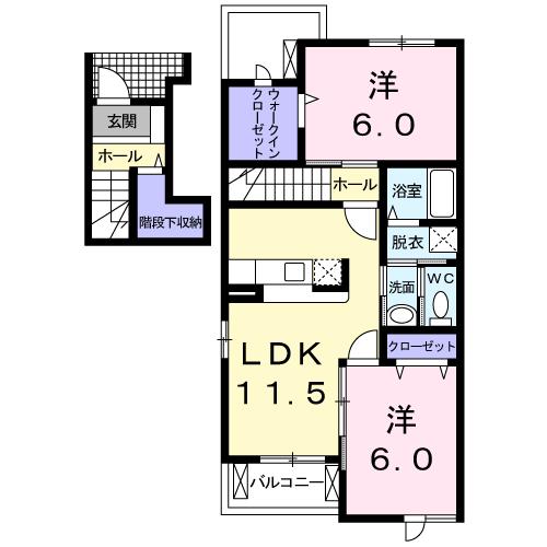 三豊市豊中町本山乙のアパートの間取り