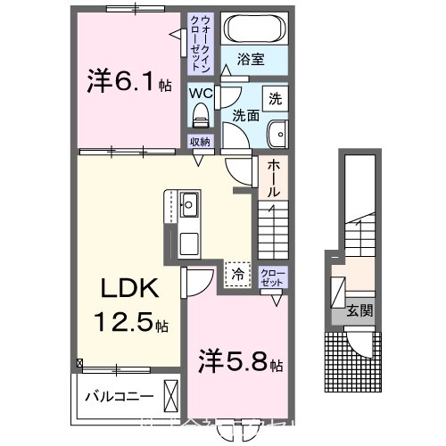 八王子市下恩方町のアパートの間取り