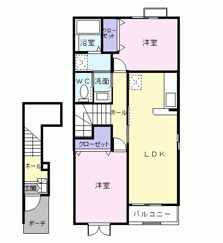 広島市東区福田のアパートの間取り