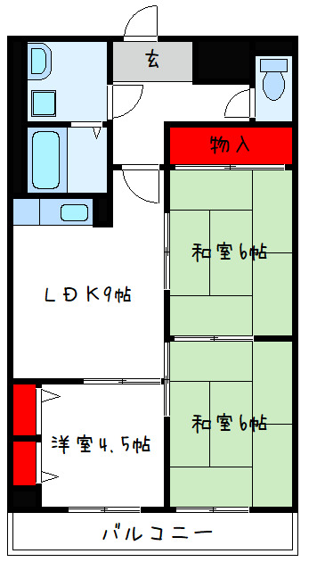 【八尾市荘内町のマンションの間取り】