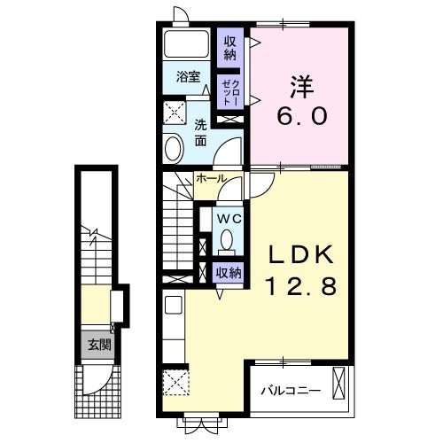 加美郡加美町字町裏のアパートの間取り