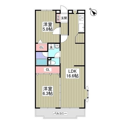 牛久市上柏田のマンションの間取り