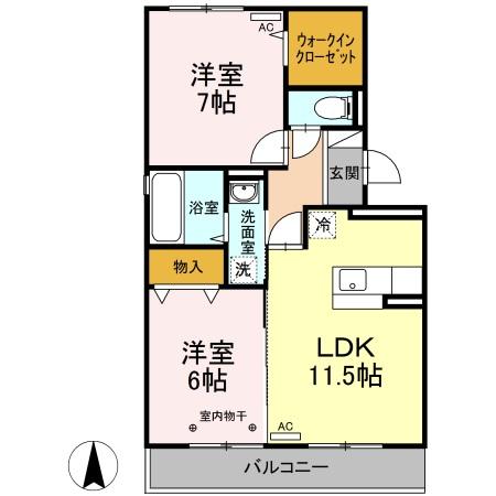 盛岡市北飯岡2丁目築15年の間取り