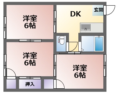 磯ハイツB棟の間取り