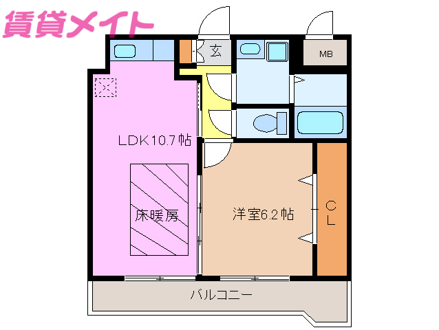 松阪市大黒田町のマンションの間取り