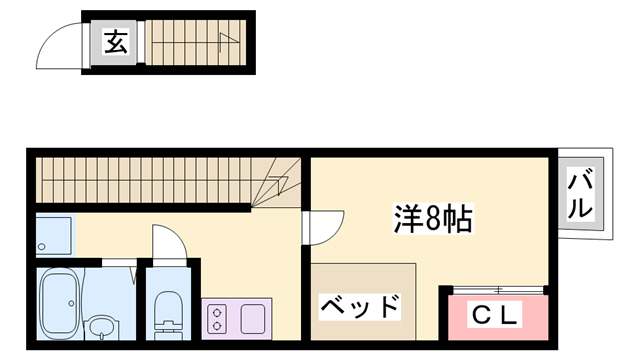 【加西市北条町古坂のアパートの間取り】