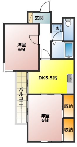 小山市東間々田のマンションの間取り