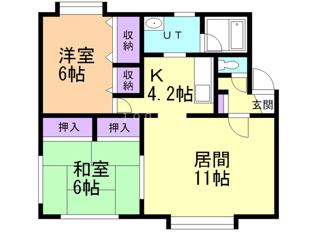 札幌市西区西野一条のアパートの間取り