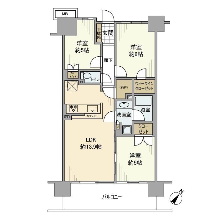 【狭山市入間川のマンションの間取り】