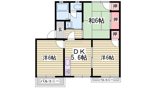 タウニィ北平野Ａ棟の間取り