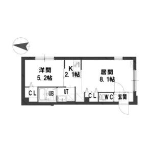 北海道札幌市西区発寒一条４（マンション）の賃貸物件の間取り