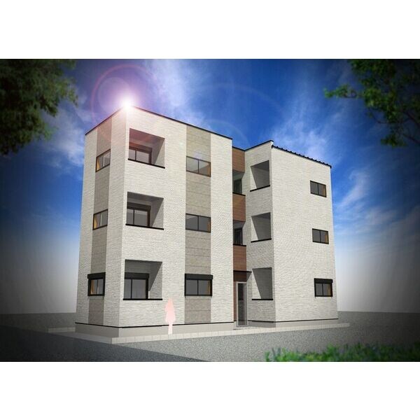 建物外観　外観パース　オートロック付　宅配ＢＯＸ有り