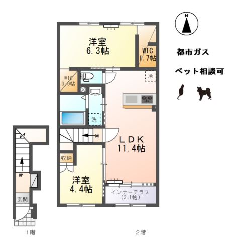 小信中島東鵜飼分新築アパートの間取り写真