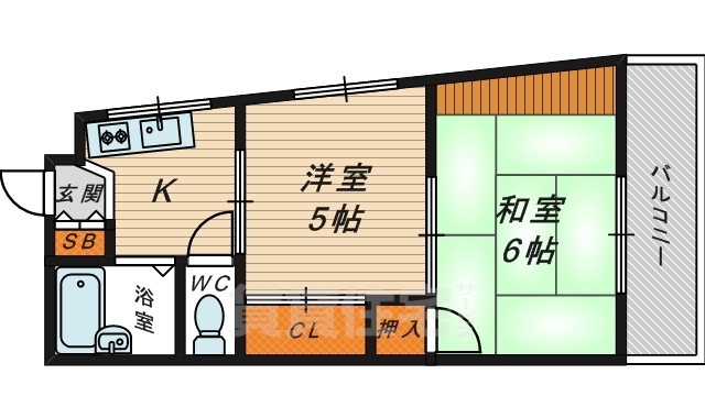 大阪市都島区都島南通のマンションの間取り