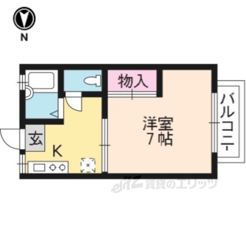 京都市右京区嵯峨中又町のアパートの間取り