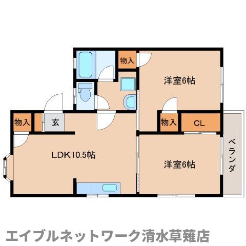 静岡市葵区瀬名中央のアパートの間取り