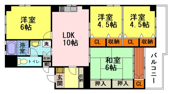 広島市東区矢賀新町のマンションの間取り