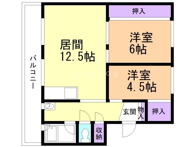 岩見沢市栗沢町由良のマンションの間取り