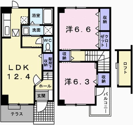 神崎郡福崎町南田原のアパートの間取り