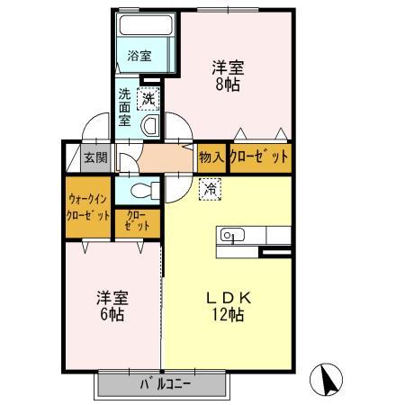 高松市林町のアパートの間取り