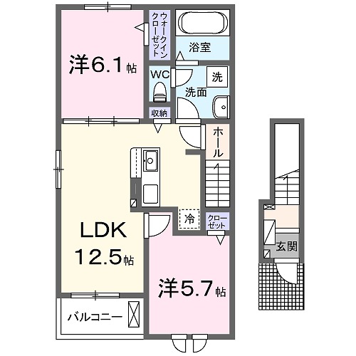 加古川市加古川町友沢のアパートの間取り