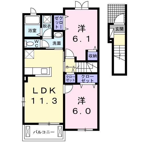 富士宮市安居山のアパートの間取り