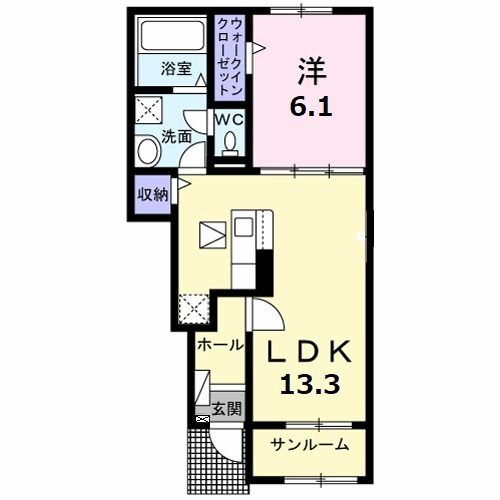 松阪市久保町のアパートの間取り