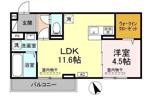 東広島市西条町寺家のアパートの間取り