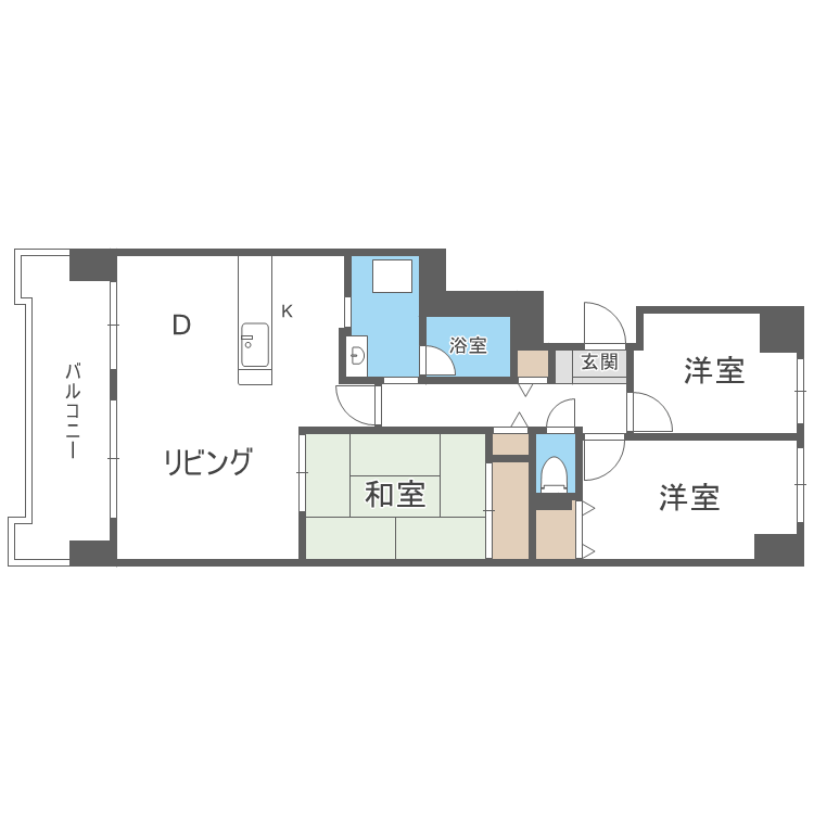 札幌市西区八軒七条西のマンションの間取り