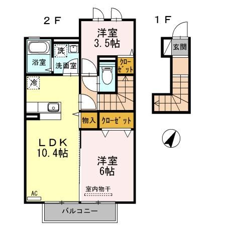 パセオプラシード成田　Ｄの間取り