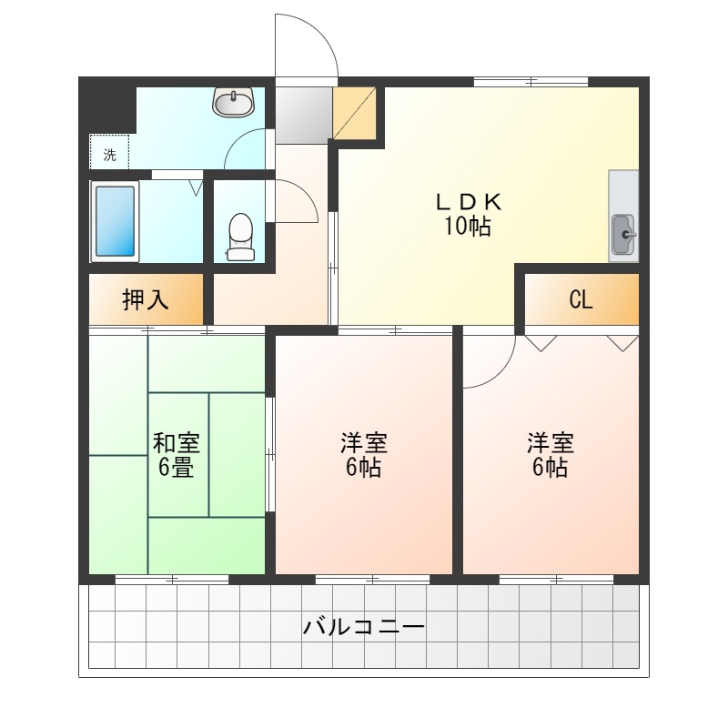 徳島市大原町のマンションの間取り