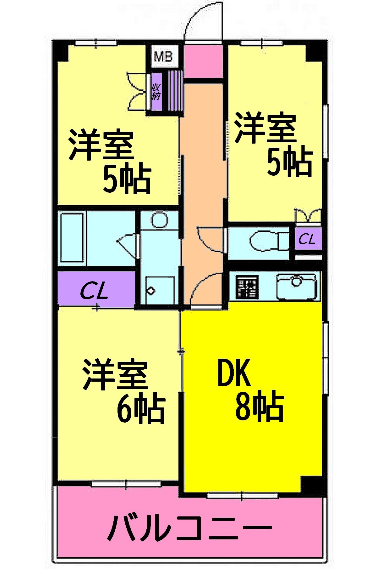 横浜市都筑区荏田南のマンションの間取り