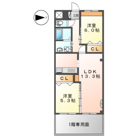 行橋市西宮市のアパートの間取り