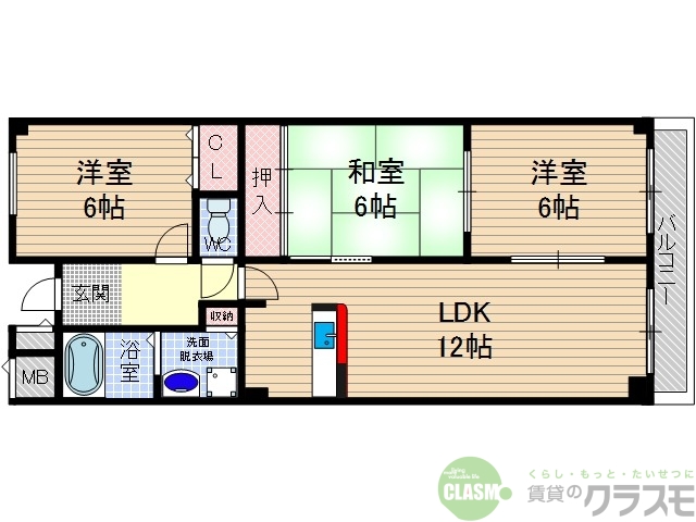 茨木市奈良町のマンションの間取り