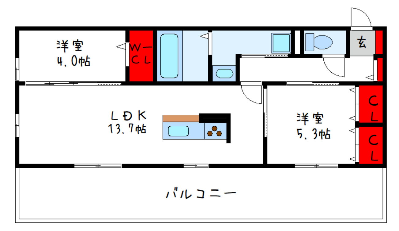 堺市美原区小平尾のアパートの間取り