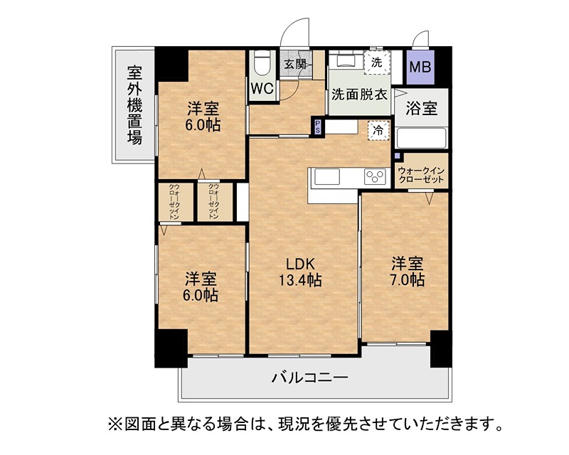 北九州市戸畑区沖台のマンションの間取り