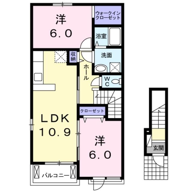 座間市四ツ谷のアパートの間取り