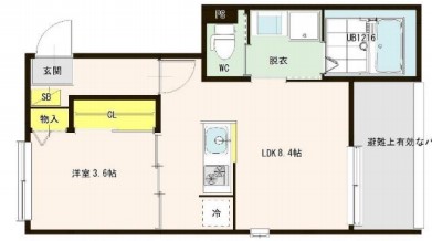 京都市山科区大宅坂ノ辻町のアパートの間取り