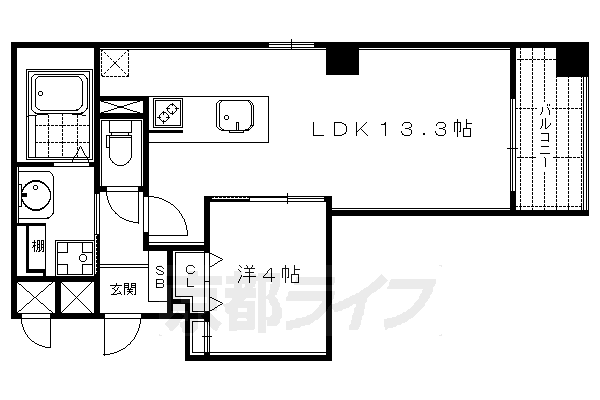 【京都市東山区三吉町のマンションの間取り】