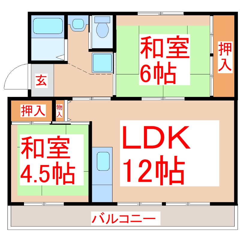 フォレストタウン川辺　Ｂ棟の間取り