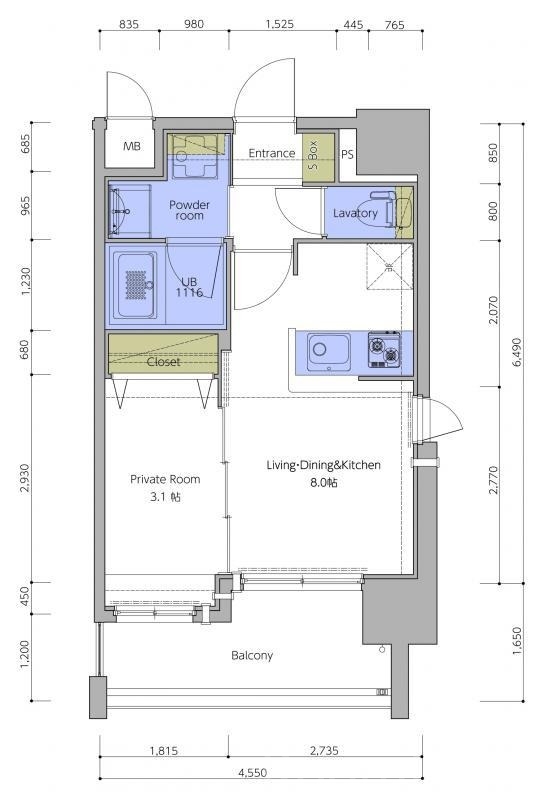 福岡市博多区上牟田のマンションの間取り