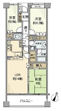 上大岡パーク・ホームズ弐番館の間取り写真