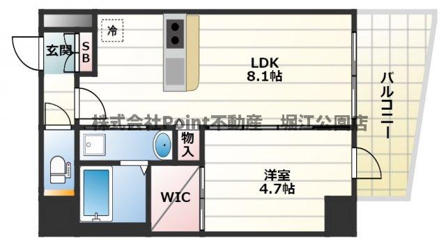地下鉄御堂筋線 大国町駅 徒歩10分 13階建 築8年の間取り写真