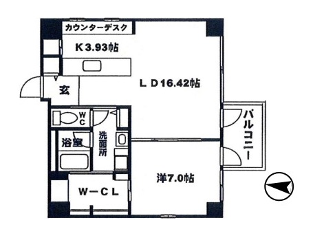 地下鉄四つ橋線 肥後橋駅 徒歩3分 10階建 築21年の間取り写真