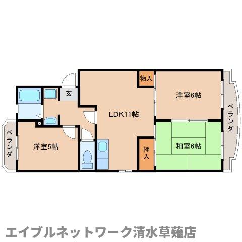 静岡市葵区瀬名のマンションの間取り