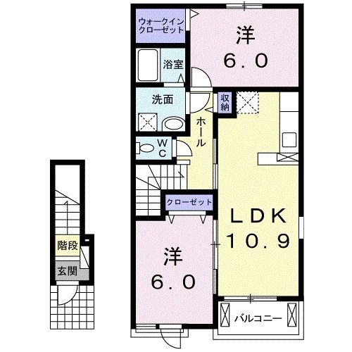 庄原市川手町のアパートの間取り