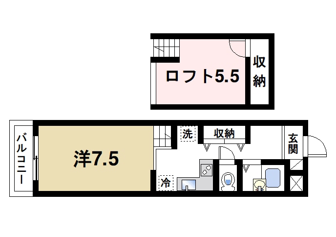 天理市嘉幡町のアパートの間取り