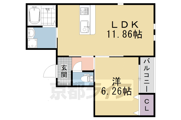 京都市南区東九条中札辻町のマンションの間取り